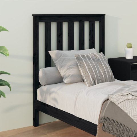  Wezgłowie łóżka, czarne, 81x6x101 cm, lite drewno sosnowe