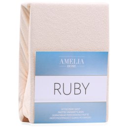 Prześcieradło RUBY kolor beżowy styl klasyczny materiał frotte 220-240x220 AmeliaHome - FITTEDFRO/AH/RUBY/L.BEIGE08/N/220-240x22