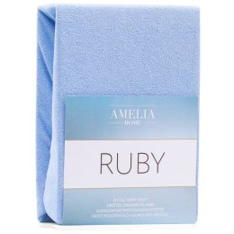 Prześcieradło RUBY kolor błękitny styl klasyczny materiał frotte 200-220x200 AmeliaHome - FITTEDFRO/AH/RUBY/L.BLUE28/N/200-220x2