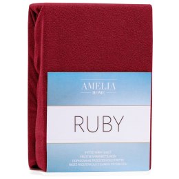 Prześcieradło RUBY kolor bordowy styl klasyczny materiał frotte 220-240x220 AmeliaHome - FITTEDFRO/AH/RUBY/D.RED26/N/220-240x220