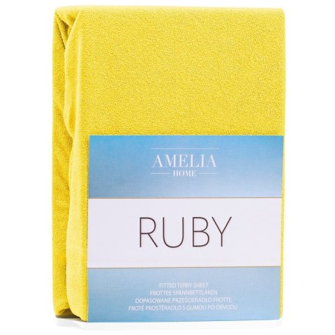 Prześcieradło RUBY kolor żółty styl klasyczny materiał frotte 160-180x200 AmeliaHome - FITTEDFRO/AH/RUBY/YELLOW04/N/160-180x200+