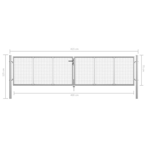  Brama ogrodowa, galwanizowana stal, 415x125 cm, srebrna