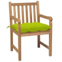  Krzesła ogrodowe z jasnozielonymi poduszkami, 6 szt., tekowe