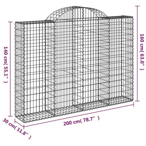  Kosze gabionowe, 11 szt, 200x30x140/160cm, galwanizowane żelazo