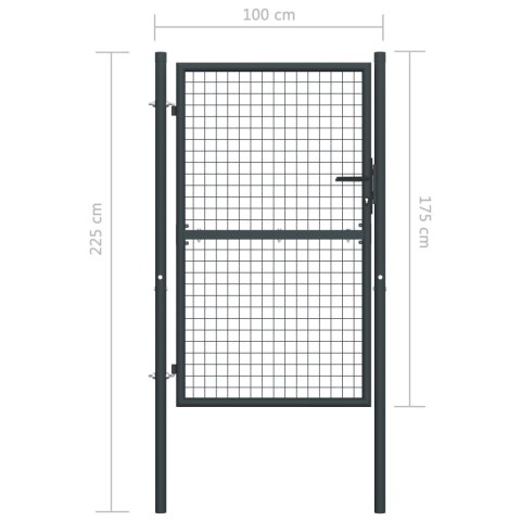  Furtka ogrodowa z siatki, galwanizowana stal, 100x225 cm, szara