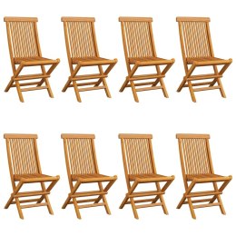  Krzesła ogrodowe z beżowymi poduszkami, 8 szt., drewno tekowe