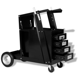  Wózek spawalniczy z 4 szufladami, czarny