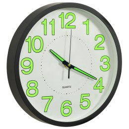  Fluorescencyjny zegar ścienny, czarny, 30 cm