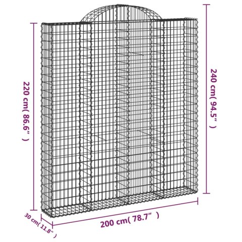  Kosze gabionowe, 10 szt, 200x30x220/240cm, galwanizowane żelazo