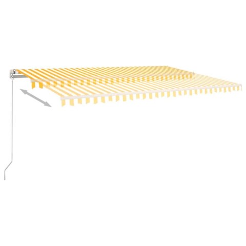  Ręcznie zwijana markiza z LED, 500x350 cm, żółto-biała