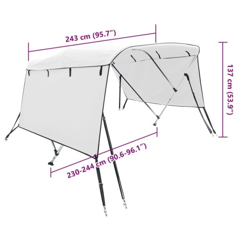  Daszek bimini ze ściankami, 4 pałąki, 243x(230-244)x137 cm