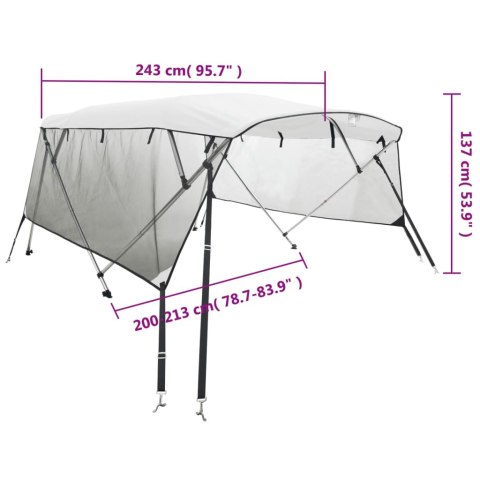  Bimini z siatkowymi ściankami, 4 pałąki, 243x(200-213)x137 cm