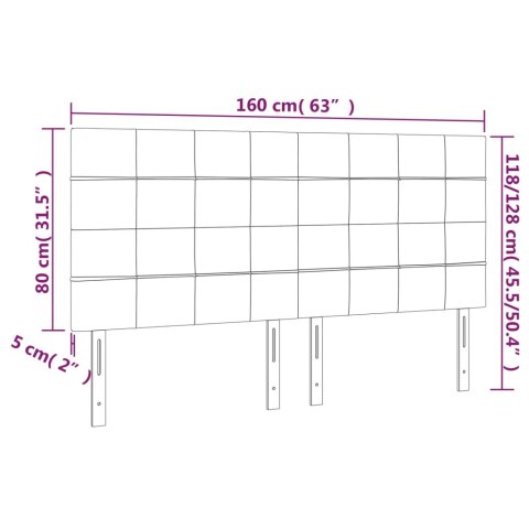  Zagłówek do łóżka z LED, czarny, 160x5x118/128 cm, tkanina