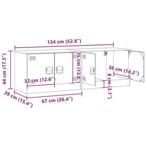  Szafki pod telewizor, 2 szt., oliwkowe, 67x39x44 cm, stalowe