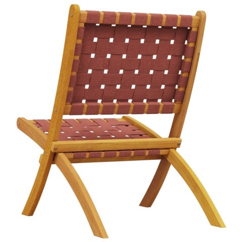  Składane krzesła ogrodowe, 2 szt., czerwone, akacja i tkanina