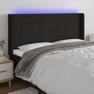  Zagłówek do łóżka z LED, czarny, 163x16x118/128 cm, tkanina