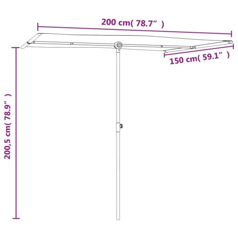  Parasol ogrodowy na słupku aluminiowym, 2x1,5 m, błękit lazur