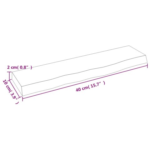  Półka, ciemnobrązowa, 40x10x2 cm, wykończone lite drewno dębowe