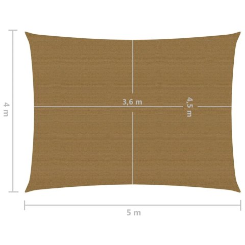  Żagiel przeciwsłoneczny, 160 g/m², kolor taupe, 4x5 m, HDPE