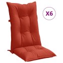  Poduszki na krzesła z wysokim oparciem, 6 szt., czerwony melanż