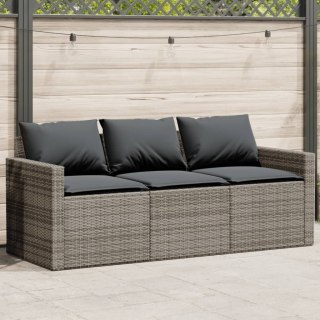  3-osobowa sofa ogrodowa z poduszkami, szara, polirattan