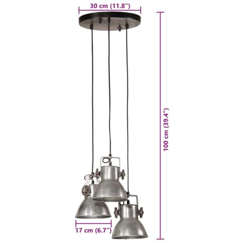  Lampa wisząca, 25 W, srebro vintage, 30x30x100 cm, E27