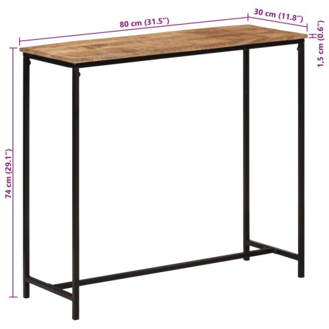  Stolik konsolowy, 80x30x74 cm, lite drewno mango i żelazo