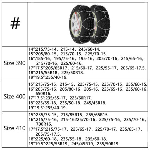  Łańcuchy śniegowe, 2 szt., 9 mm, KN70