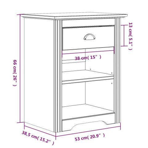  Szafka nocna BODO, szara, 53x38,5x66 cm, lite drewno sosnowe