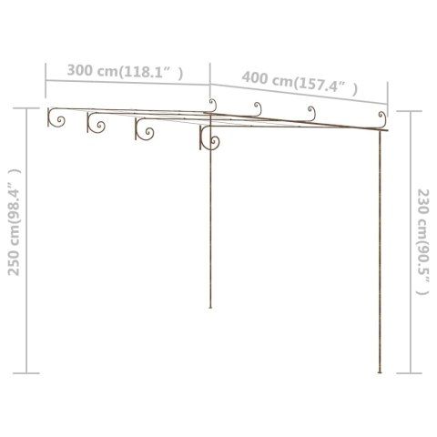  Pergola ogrodowa, antyczny brąz, 4x3x2,5 m, żelazo