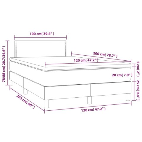  Łóżko kontynentalne, materac i LED cappuccino 120x200cm