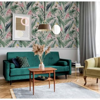 DUTCH WALLCOVERINGS Tapeta Lush Tropical, różowo-niebieska