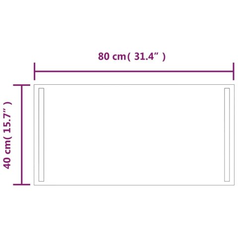  Lustro łazienkowe z LED, 80x40 cm