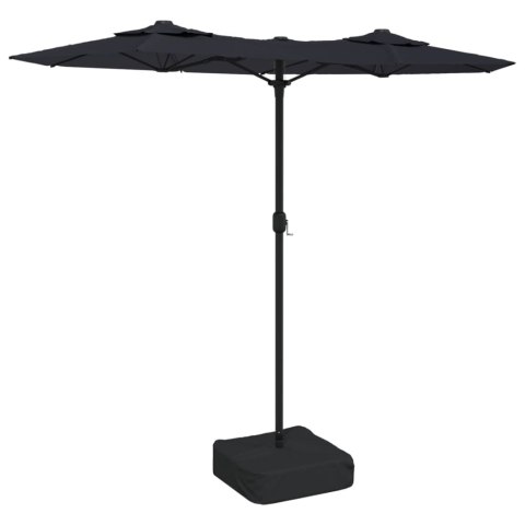  Parasol ogrodowy podwójny z LED, czarny, 316x240 cm