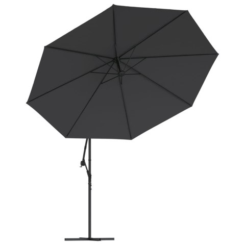  Parasol wiszący z aluminiowym słupkiem, 350 cm, czarny