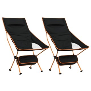  Składane krzesła turystyczne, 2 szt., czarne