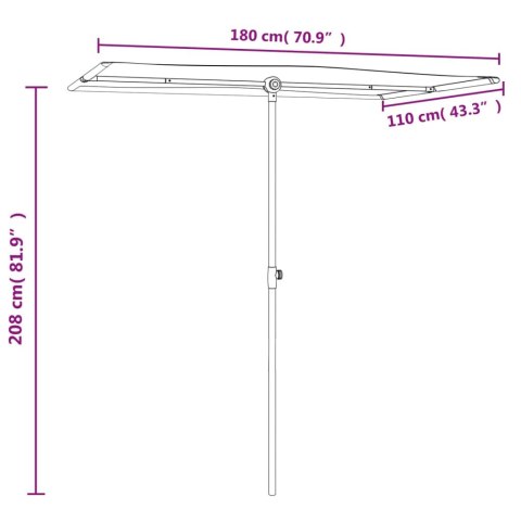  Parasol ogrodowy na słupku aluminiowym, 180x110 cm, zielony