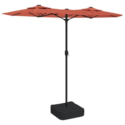  Parasol ogrodowy podwójny z LED, terakota, 316x240 cm