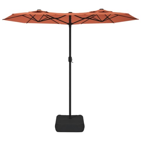  Parasol ogrodowy podwójny z LED, terakota, 316x240 cm