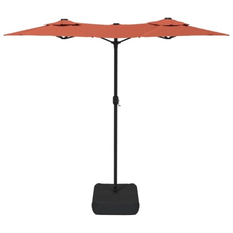  Parasol ogrodowy podwójny z LED, terakota, 316x240 cm