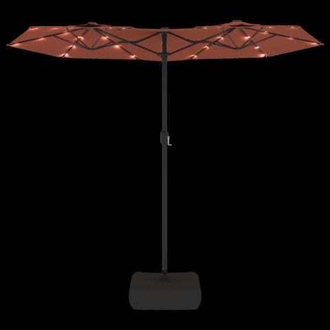  Parasol ogrodowy podwójny z LED, terakota, 316x240 cm