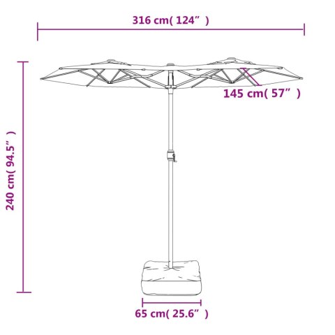  Parasol ogrodowy podwójny z LED, terakota, 316x240 cm