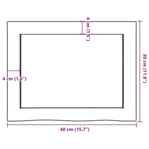 Półka, brązowa, 40x30x(2-6) cm, lakierowane lite drewno dębowe