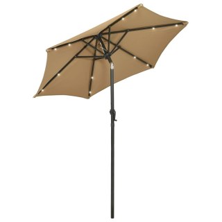  Parasol z lampkami LED, kolor taupe, 200x211 cm, aluminium