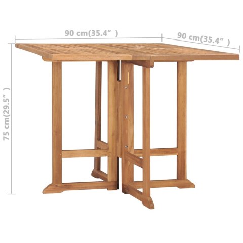  Składany stół ogrodowy, 90x90x75 cm, lite drewno tekowe