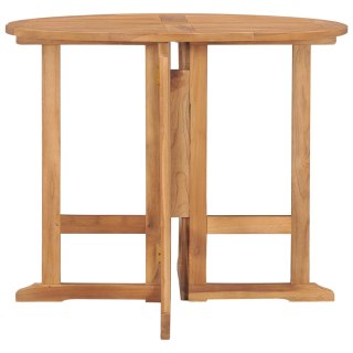  Składany stół ogrodowy, Ø90x75 cm, lite drewno tekowe