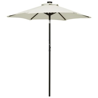  Parasol z lampkami LED, piaskowy, 200x211 cm, aluminium