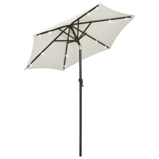  Parasol z lampkami LED, piaskowy, 200x211 cm, aluminium