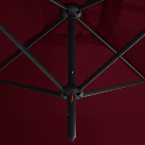  Podwójny parasol na stalowym słupku, bordowy, 600x300 cm