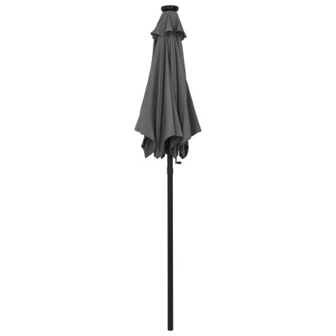  Parasol z lampkami LED, antracytowy, 200x211 cm, aluminium